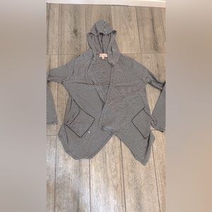 Philosophy black and white hooded open cardigan